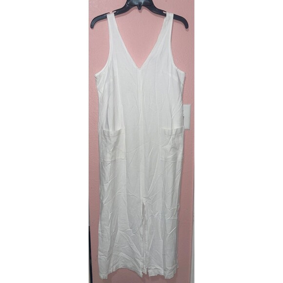 Old Navy Women’s Sleeveless Maxi Column Shift Linen V-Neck Dress size S White - Picture 2 of 8